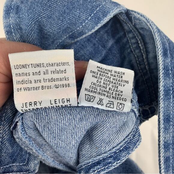 Vintage Tweety Bird Looney tunes girls size 8 denim shortalls overalls cartoon 9 - Picture 4 of 11